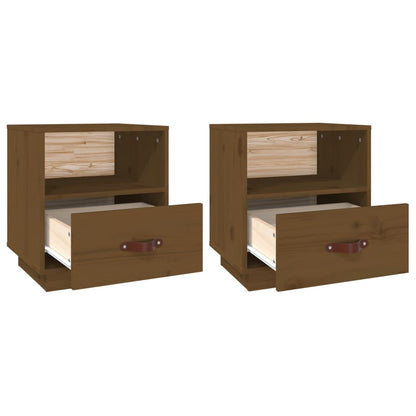 Mesitas De Noche 2 Uds Madera De Pino Marrón Miel 40x34x45 Cm_4