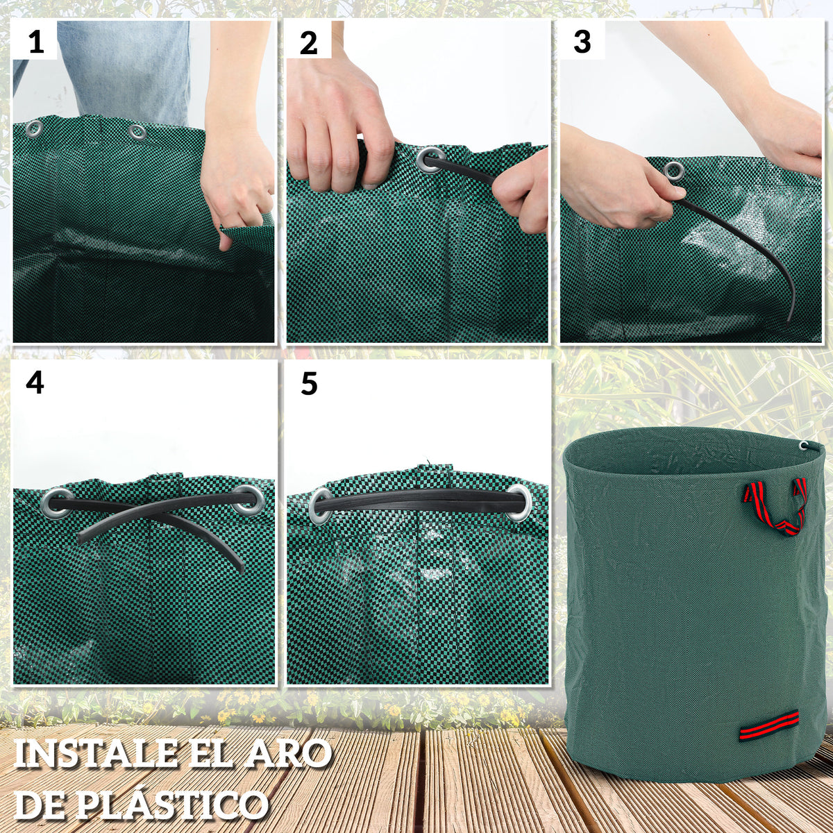 Bolsas De Residuos Outsunny Pp Verde 67x67x76 Cm_5