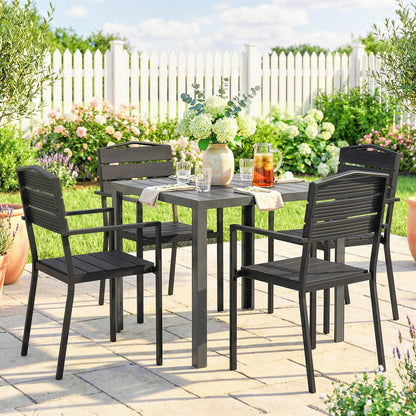 Outsunny Juego De 4 Sillas De Jardín Exterior Apilables 52x51x90 Cm Negro_3