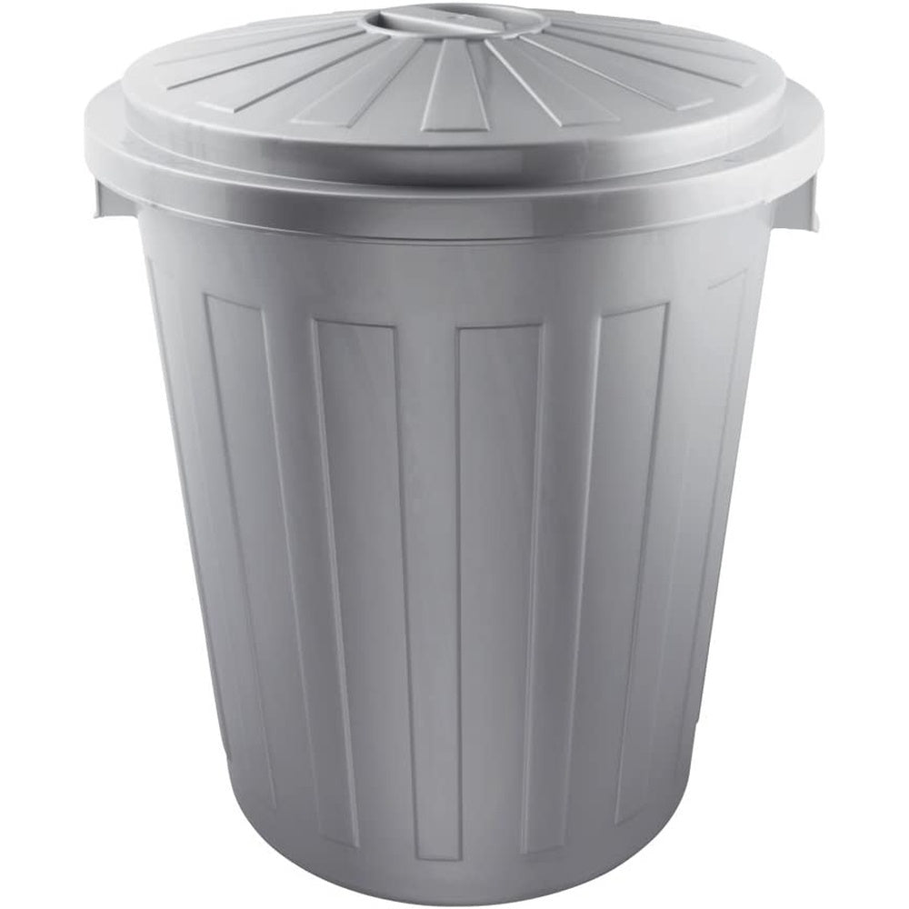 Cubo De Basura / Papelera Polivalente Con Tapa Cerrable, Muy Grande, Plástico Resistente (pp), 50 L, Mats, Plateado