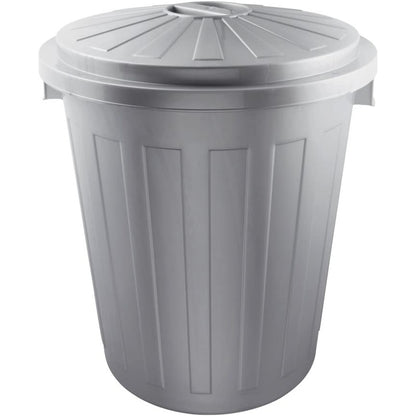 Cubo De Basura / Papelera Polivalente Con Tapa Cerrable, Muy Grande, Plástico Resistente (pp), 50 L, Mats, Plateado