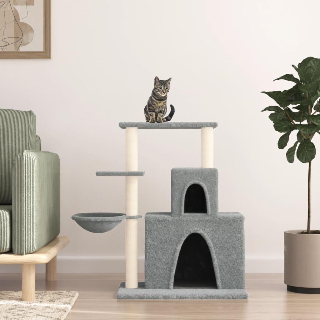 Rascador Para Gatos Con Postes De Sisal Gris Claro 83 Cm_1