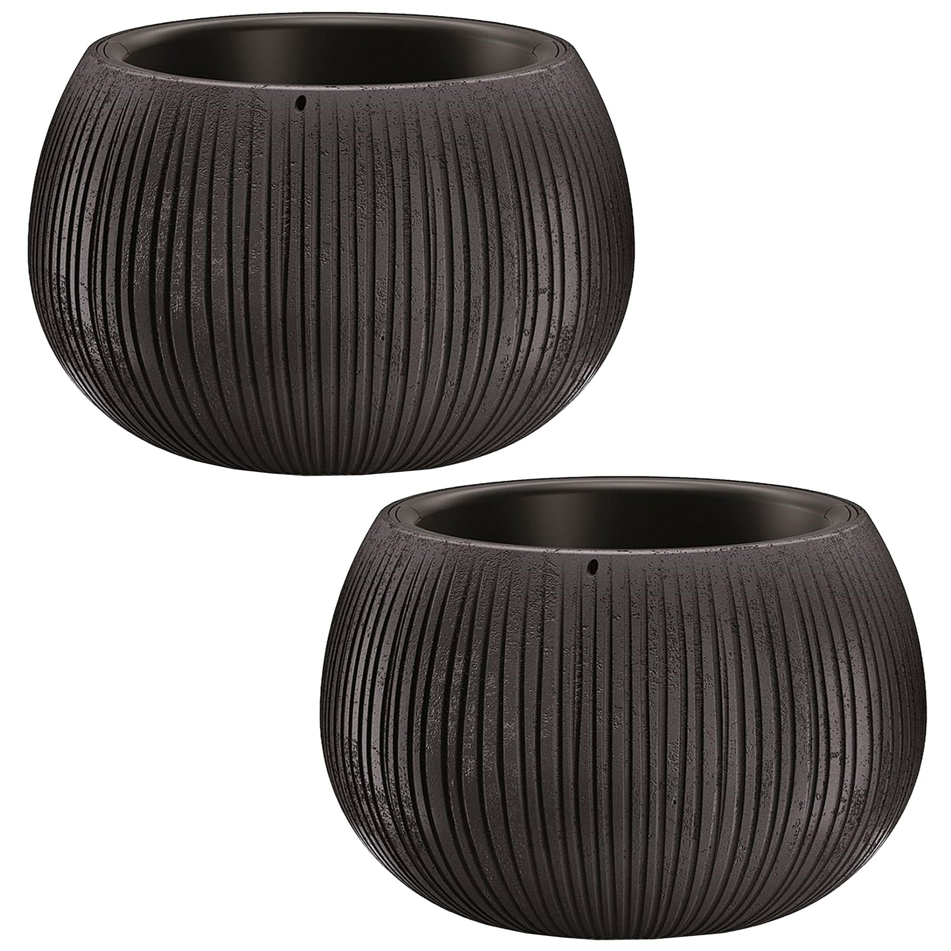 2x Prosperplast Beton Bowl De Plástico Con Depósito En Color Cemento Negro, 11 (alto) X 14,4 (ancho) X 14,4 (profundo) Cms_0