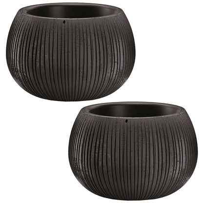2x Prosperplast Beton Bowl De Plástico Con Depósito En Color Cemento Negro, 11 (alto) X 14,4 (ancho) X 14,4 (profundo) Cms_0