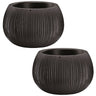 2x Prosperplast Beton Bowl De Plástico Con Depósito En Color Cemento Negro, 11 (alto) X 14,4 (ancho) X 14,4 (profundo) Cms