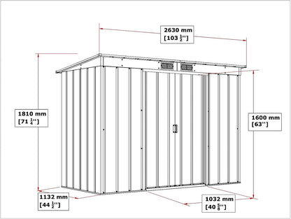 Duramax - Caseta Jardín - Eco Pent Roof 8x4 - Metal  - Color Gris Antracita_3