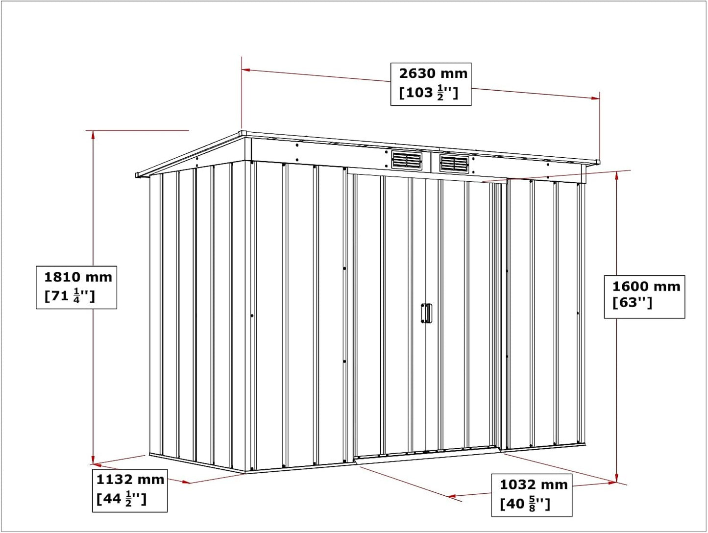 Duramax - Caseta Jardín - Eco Pent Roof 8x4 - Metal  - Color Gris Antracita_3