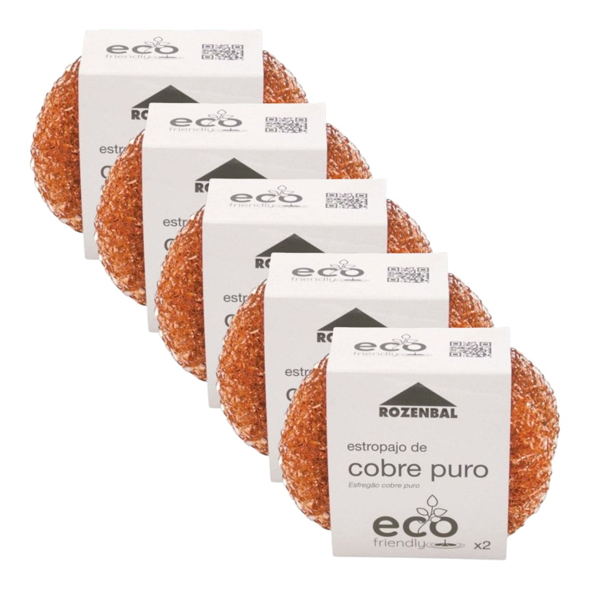 10 Estropajos de cobre puro Eco Friendly ROZENBAL (5 Packs de 2)