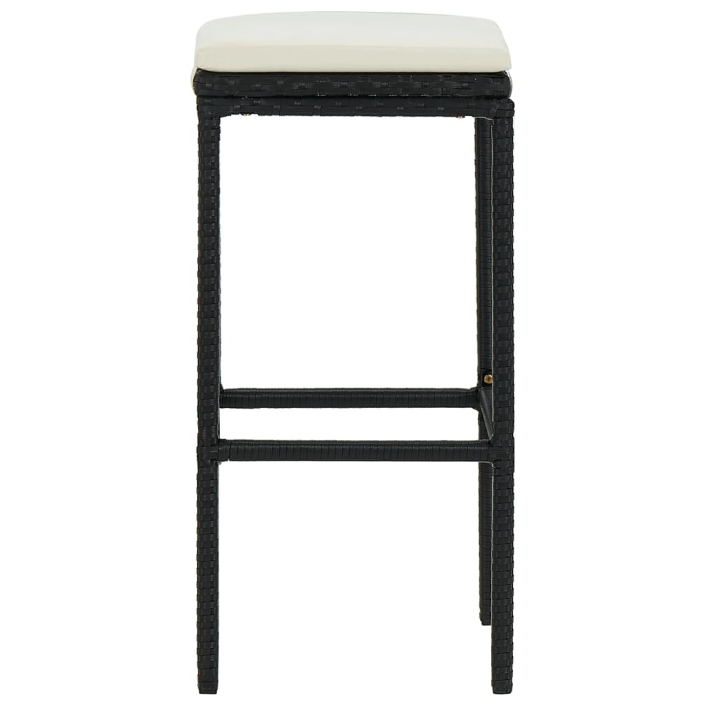 Taburetes De Cocina Con Cojines 3 Uds Ratán Sintético Negro_2