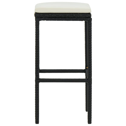 Taburetes De Cocina Con Cojines 2 Uds Ratán Sintético Negro_3