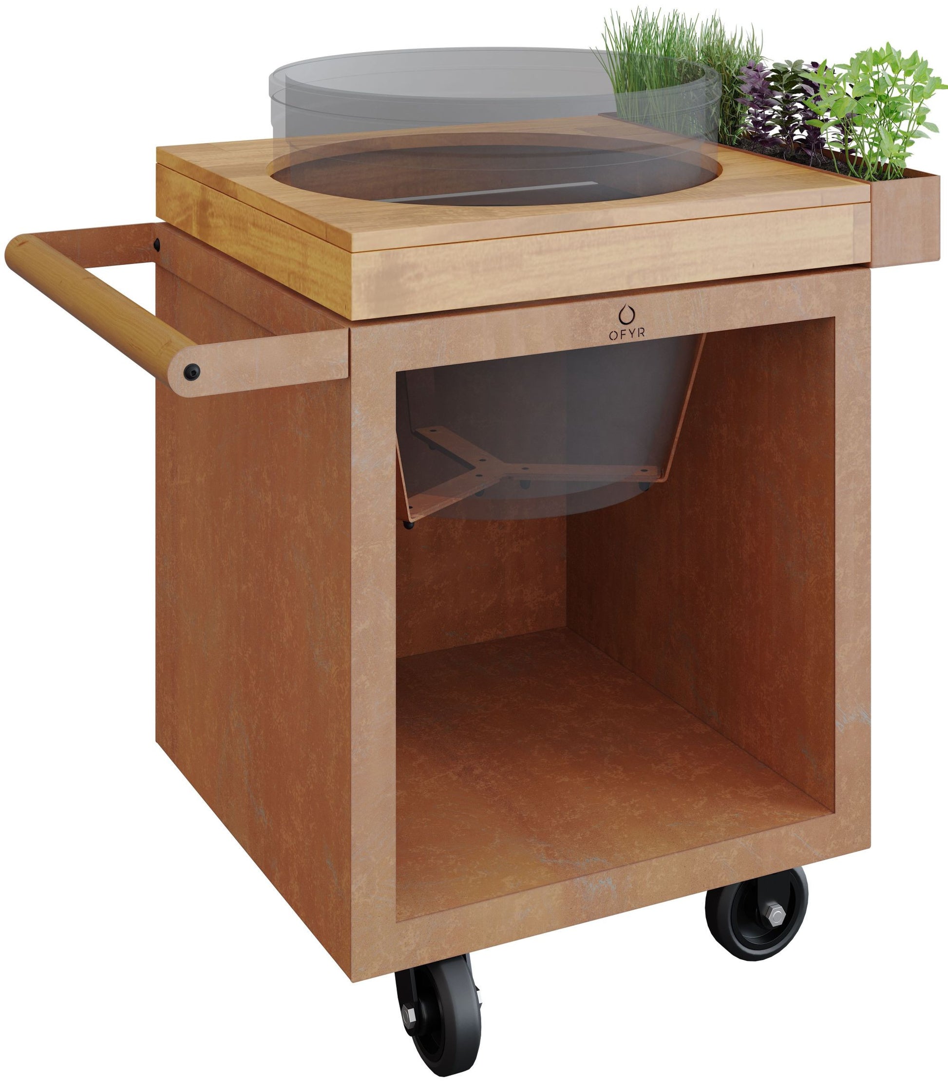 Mesa Con Tabla De Teca Ofyr 65 Pro Para Kamado_0