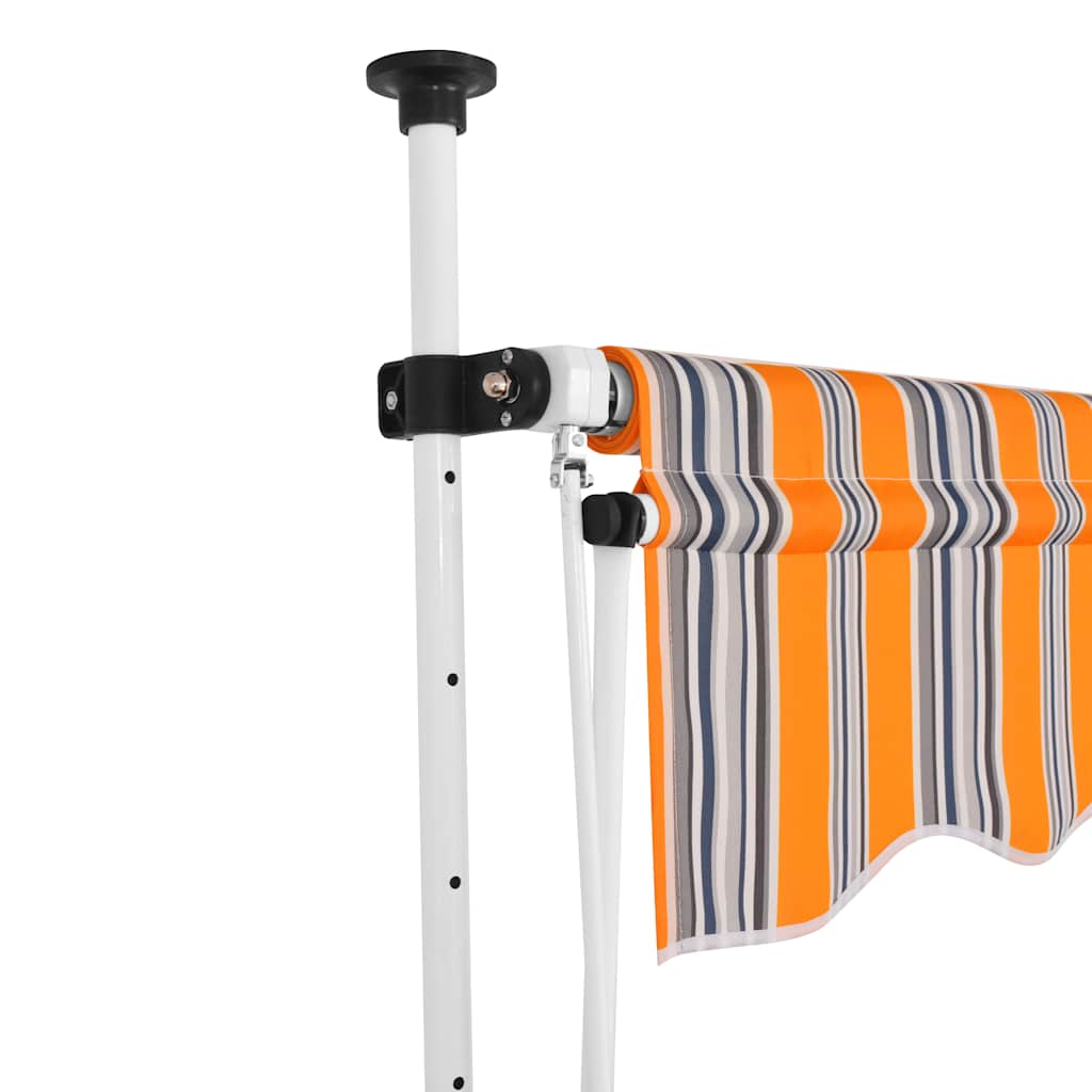 Toldo Manual Retráctil 400 Cm Amarillo Y Azul A Rayas_0