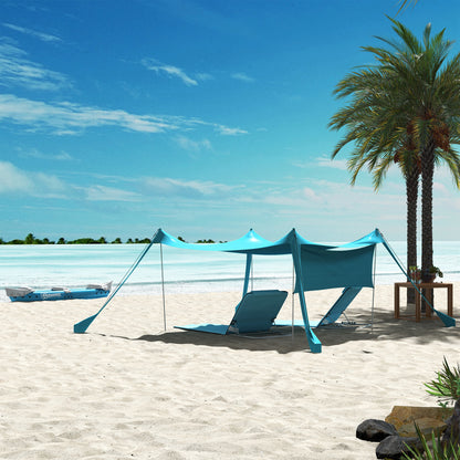 Outsunny Conjunto De 2 Esterillas De Playa Plegable 134x48x33-43 Cm Azul_4