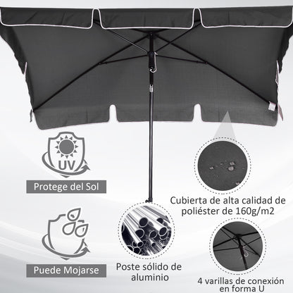 Outsunny Sombrilla De Jardín De Aluminio 2x1,3x2,5 M Gris_5