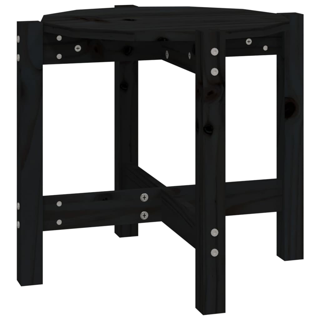 Mesa De Centro De Madera Maciza De Pino Negro Ø52,5x45 Cm_0