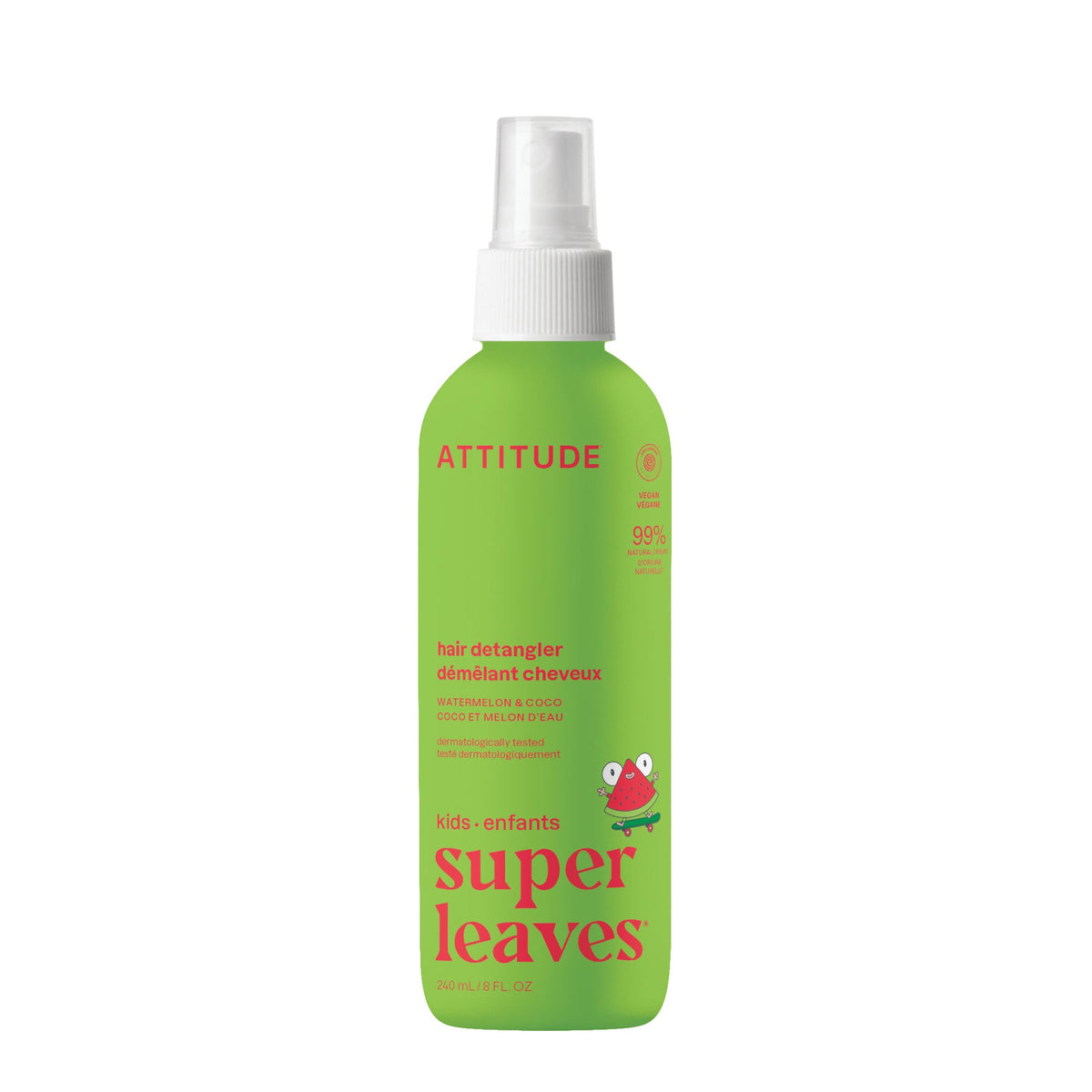 Spray desenredante infantil Super Leaves sandía y coco Attitude