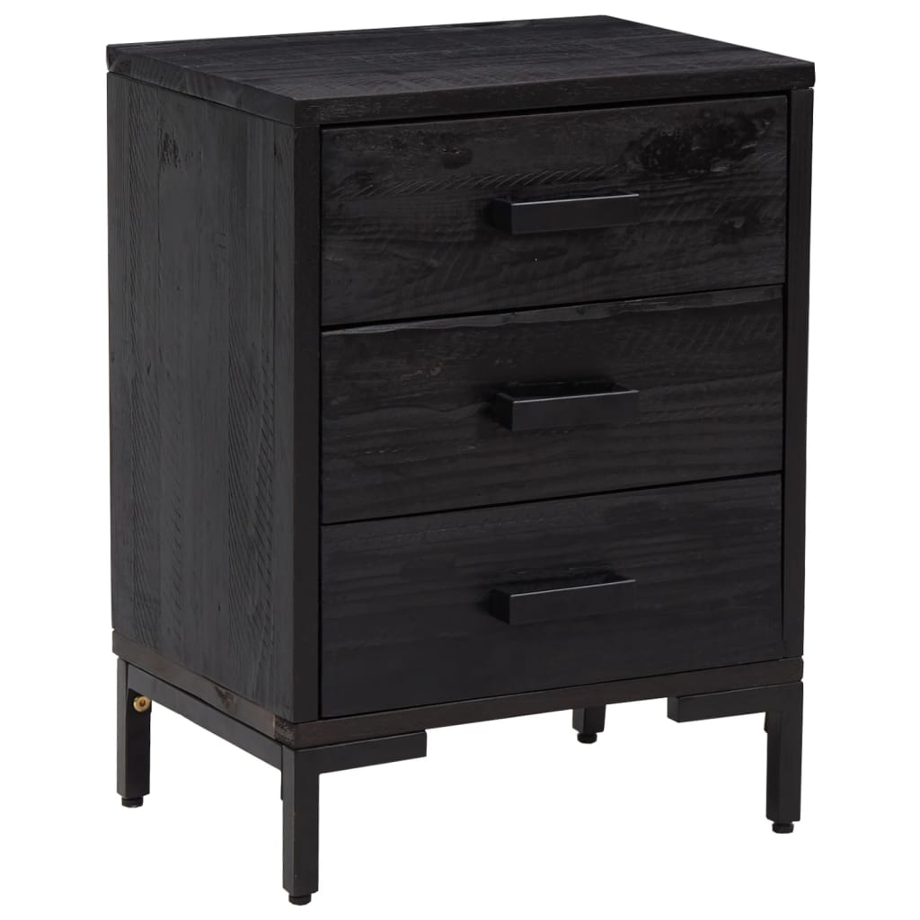 Mesitas De Noche 2 Uds Madera Maciza De Pino Negro 40x30x55 Cm_1