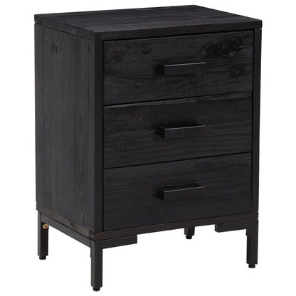 Mesitas De Noche 2 Uds Madera Maciza De Pino Negro 40x30x55 Cm_1