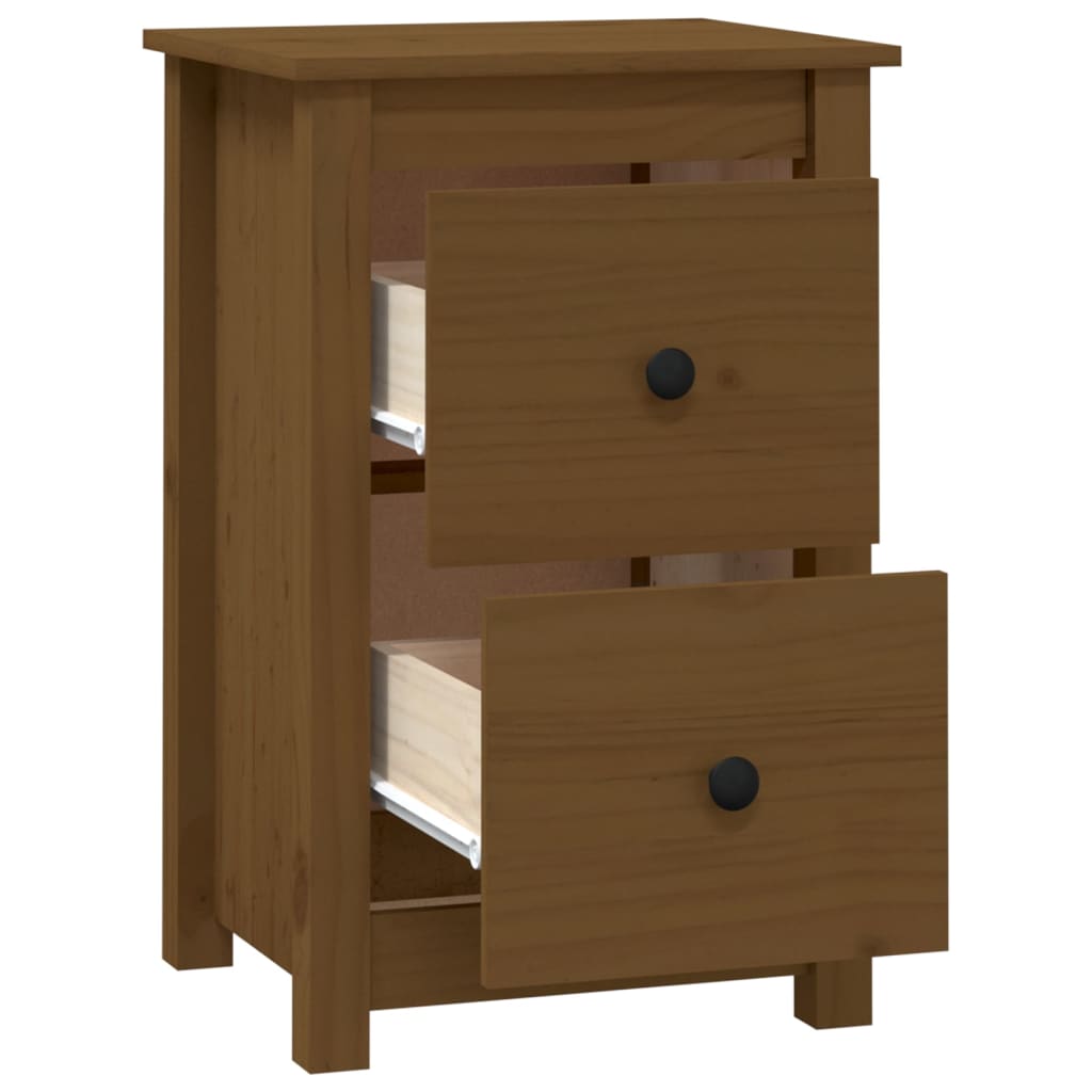Mesitas De Noche 2 Uds Madera De Pino Marrón Miel 40x35x61,5 Cm_2
