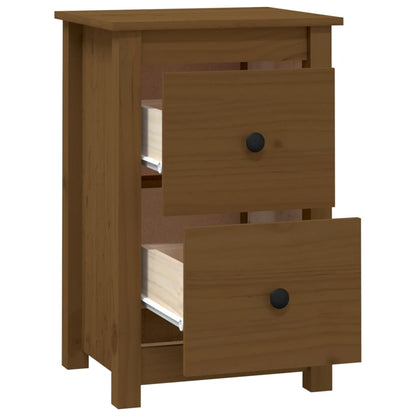 Mesitas De Noche 2 Uds Madera De Pino Marrón Miel 40x35x61,5 Cm_2