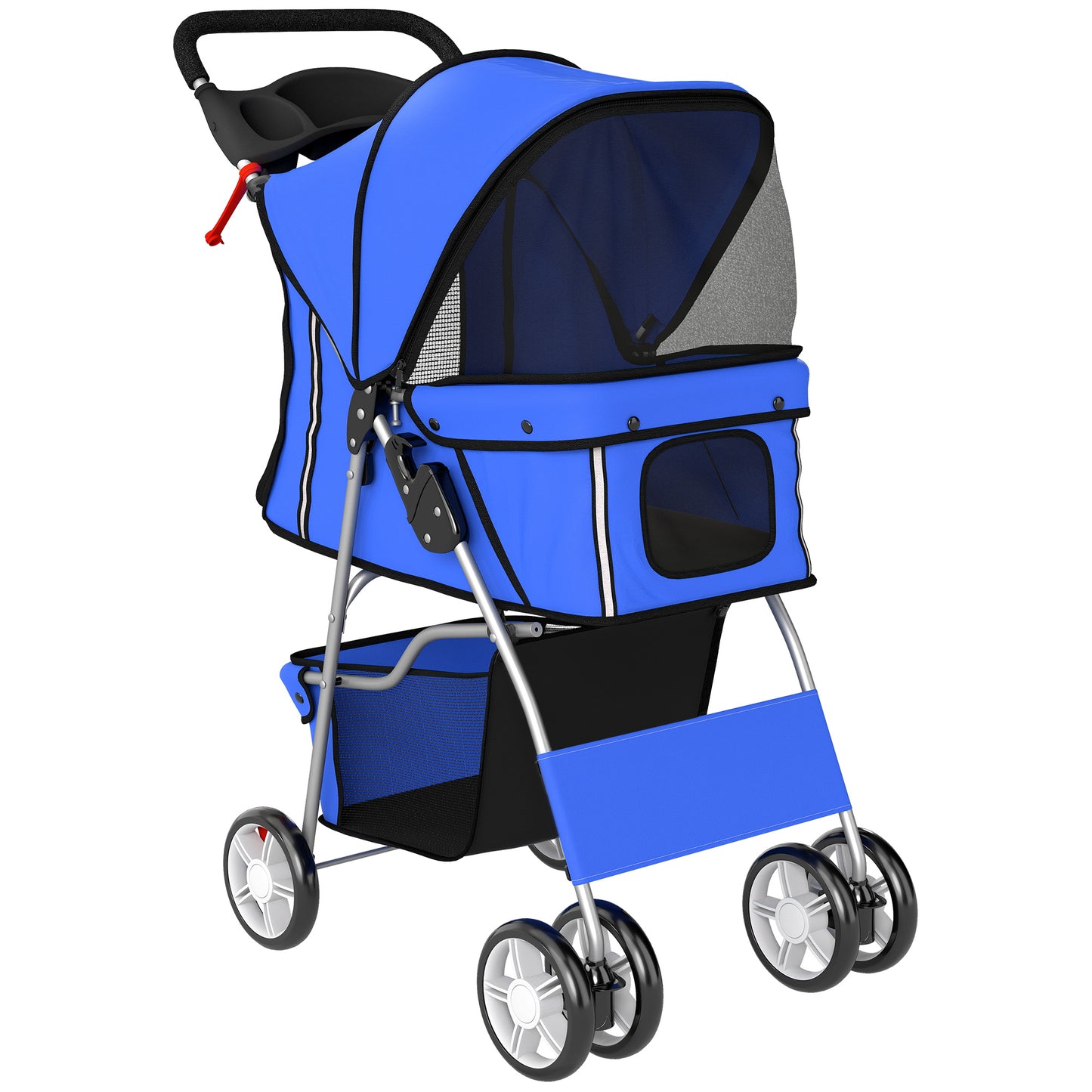 Pawhut Carrito Para Perros Plegable Con Cesta De Almacenaje 77x44x102 Cm Azul_0