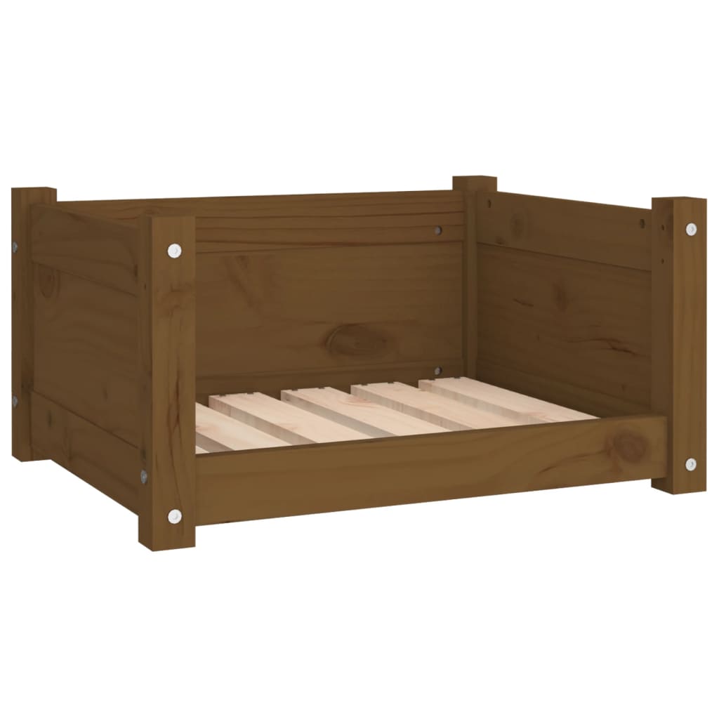 Cama Para Perros Madera Maciza Pino Marrón Miel 55,5x45,5x28 Cm / Vetonek_3