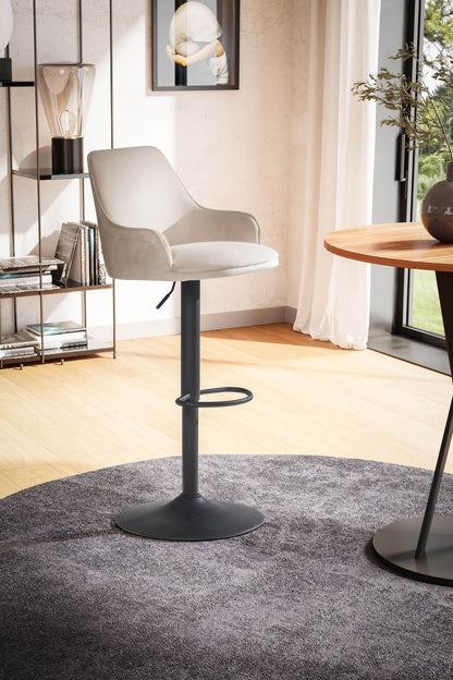 Taburete De Bar Terciopelo Beige Con Respaldo 86 - 106 Cm_2