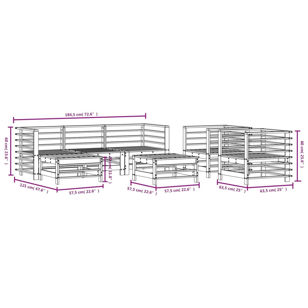 Vidaxl Juego De Muebles De Jardín 7 Pzas Madera Maciza Abeto Douglas_2