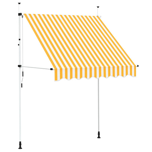 Toldo Manual Retráctil 200 Cm Naranja Y Blanco A Rayas_0