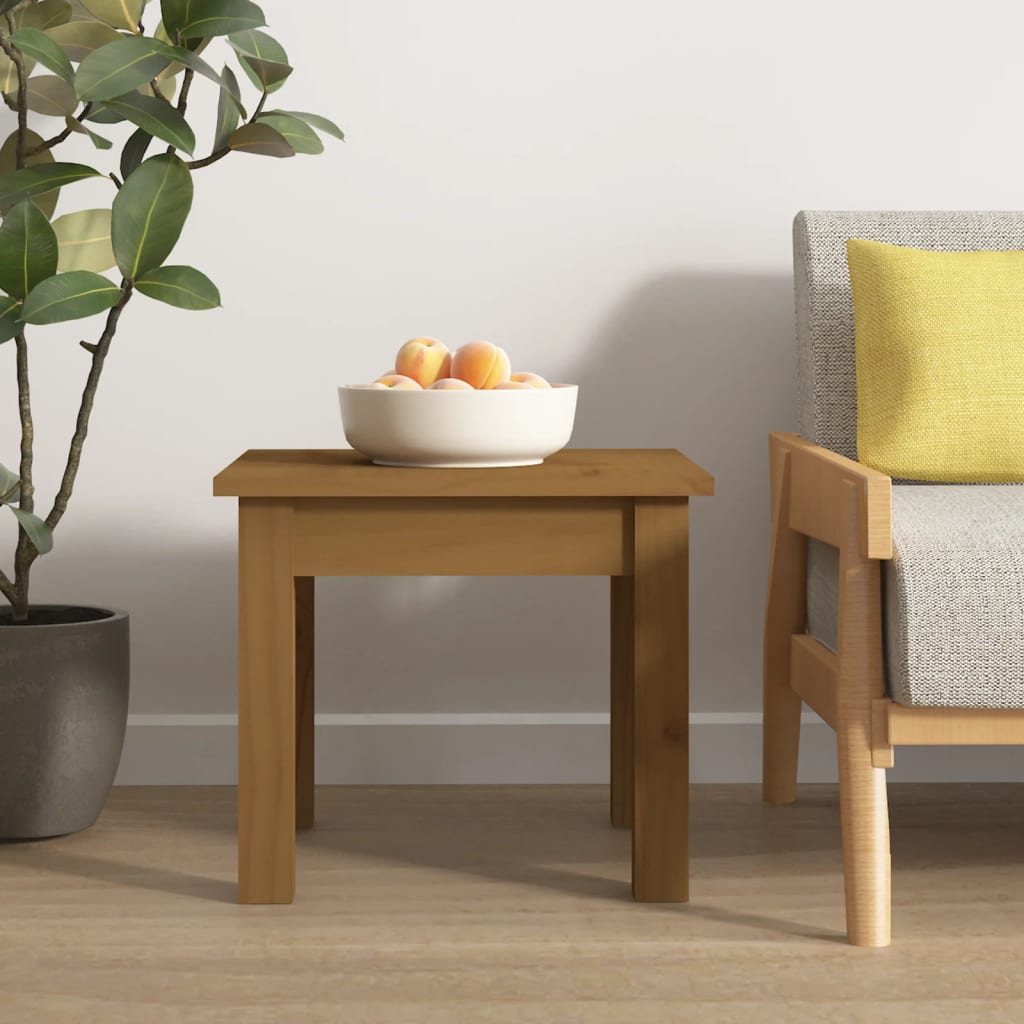 Mesa De Centro Madera Maciza De Pino Marrón Miel 35x35x30 Cm_3