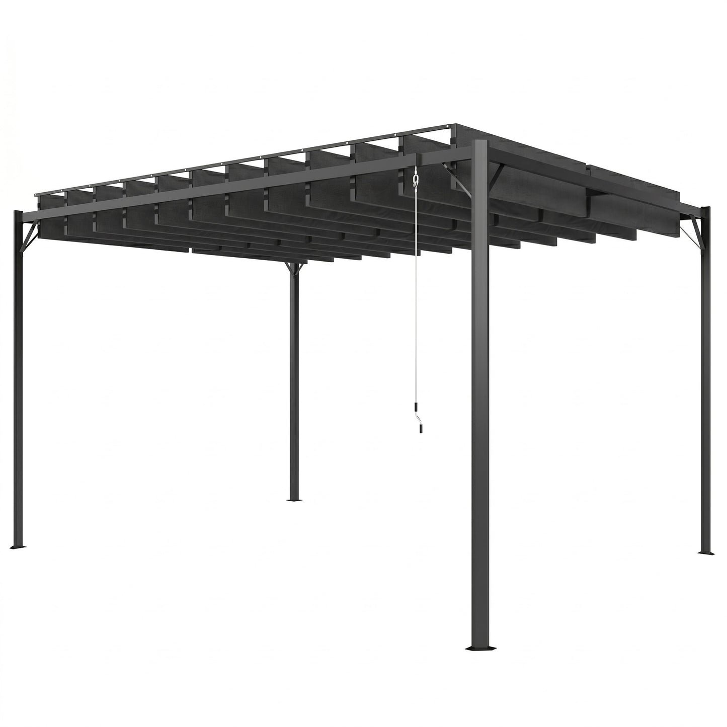 Outsunny Pérgola De Jardín 3x4 M Con Techo De Lamas Orientables Upf50+ Gris_0