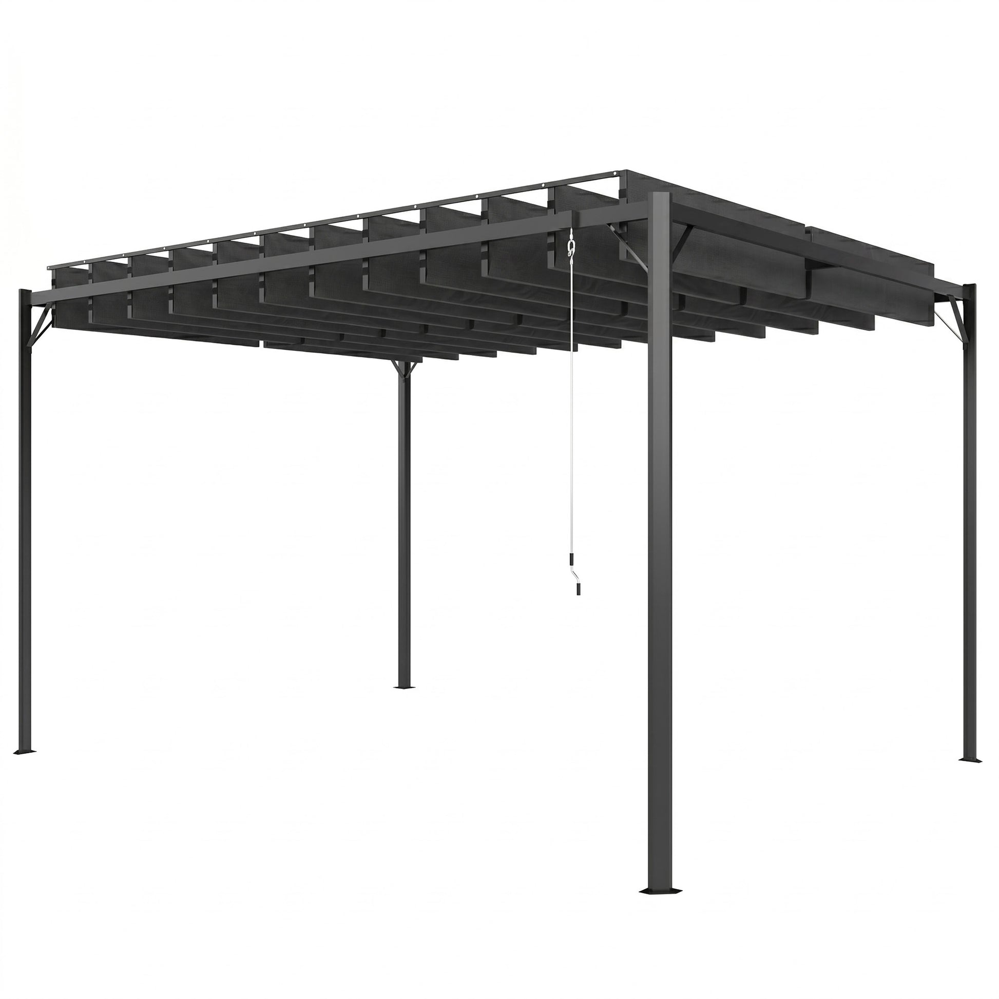 Outsunny Pérgola De Jardín 3x4 M Con Techo De Lamas Orientables Upf50+ Gris_0