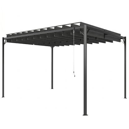 Outsunny Pérgola De Jardín 3x4 M Con Techo De Lamas Orientables Upf50+ Gris_0