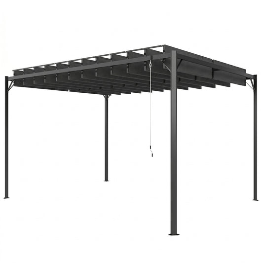 Outsunny Pérgola De Jardín 3x4 M Con Techo De Lamas Orientables Upf50+ Gris_0
