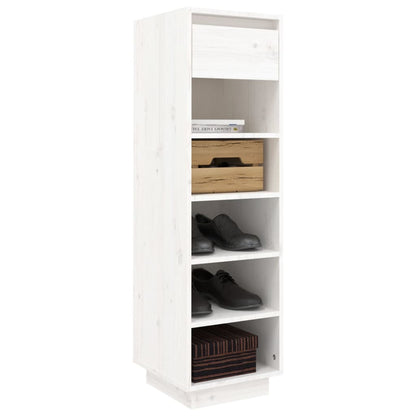 Mueble Zapatero De Madera Maciza De Pino Blanco 30x34x105 Cm / Vetonek_3