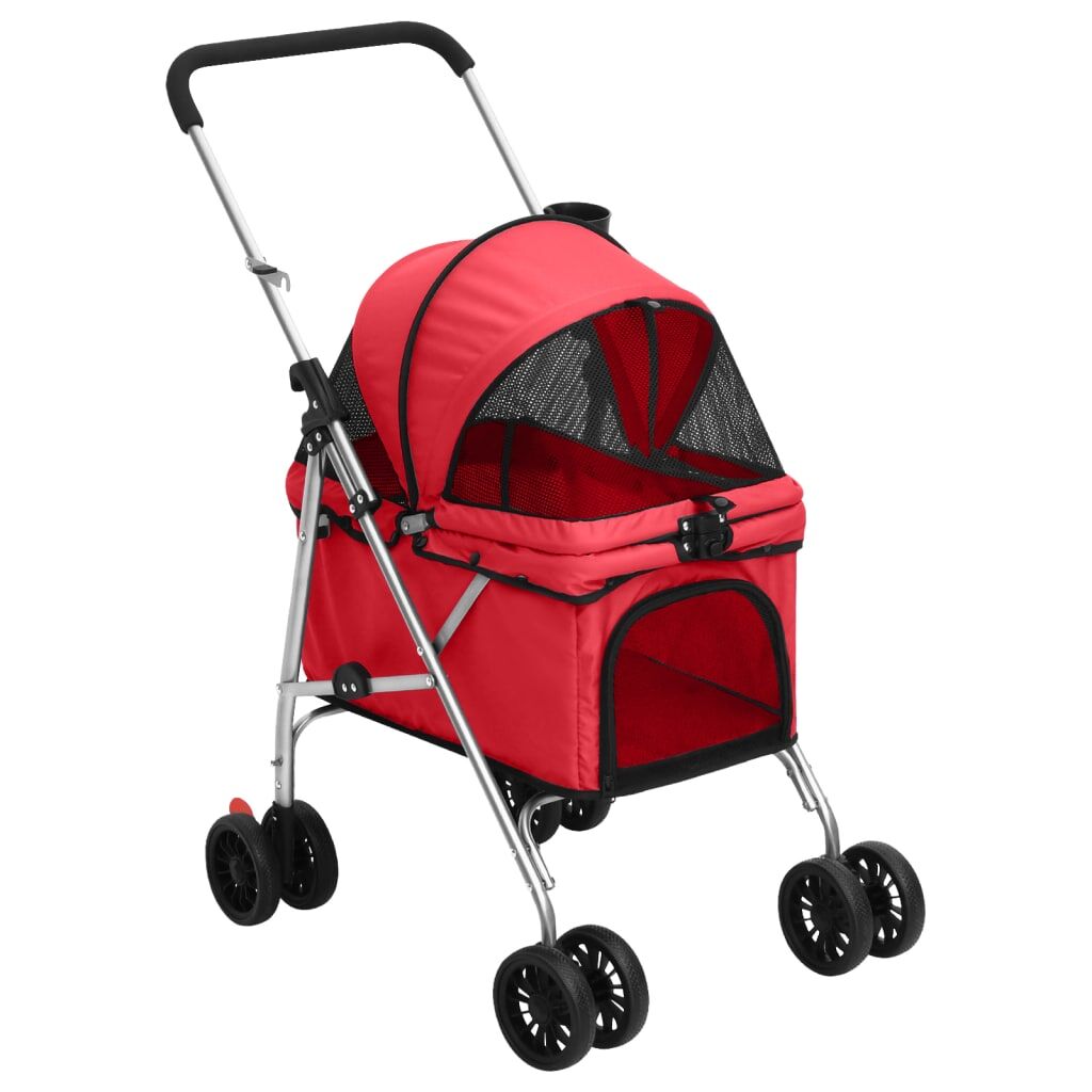 Vidaxl Cochecito Para Perros Plegable Tela Oxford Rojo 76x50x100 Cm_0