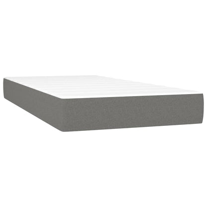 Cama Box Spring Con Colchón Y Led Tela Gris Oscuro 100x200 Cm / Vetonek_3