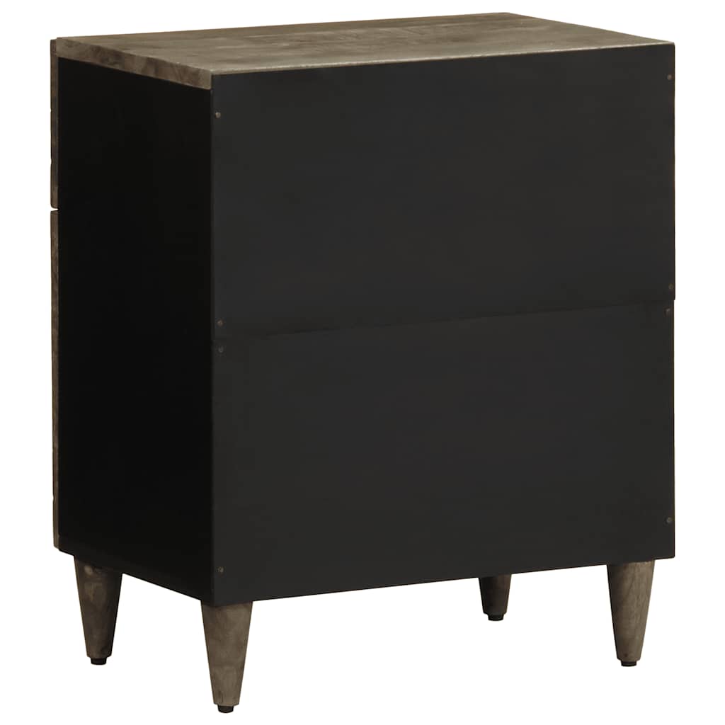 Mesita De Noche Madera Maciza De Mango Gris Claro 50x33x60 Cm_3