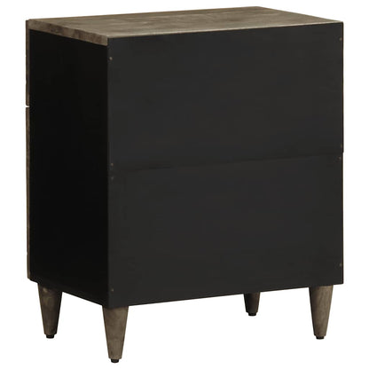 Mesita De Noche Madera Maciza De Mango Gris Claro 50x33x60 Cm_3