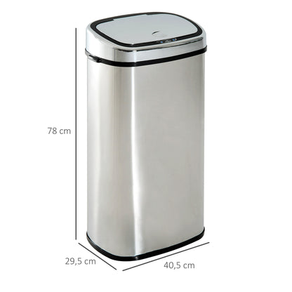 Balde De Lixo Homcom Prata Abs E Aço Inoxidável 40.5x29.5x78cm_2