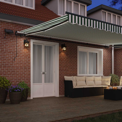 Toldo Retráctil Verde Y Blanco 500 X 300 Cm Tela Y Aluminio_2