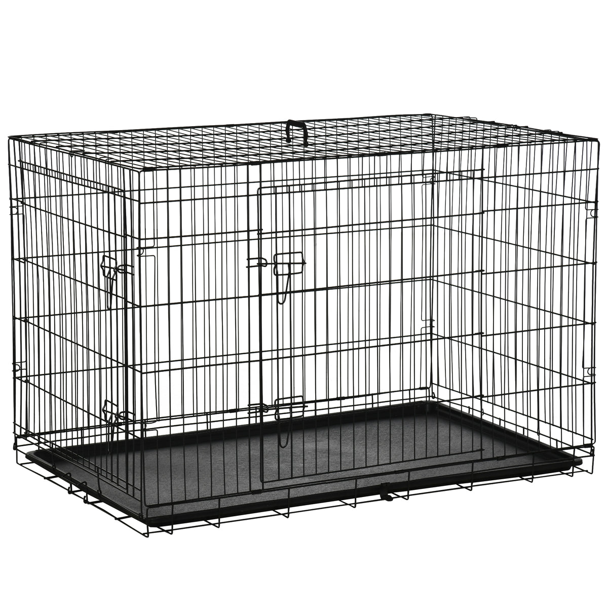 Pawhut Transportín De Perro De 2 Puertas Plegable Con Asa Acero 121x76,5x81 Cm_0