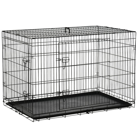Pawhut Transportín De Perro De 2 Puertas Plegable Con Asa Acero 121x76,5x81 Cm_0