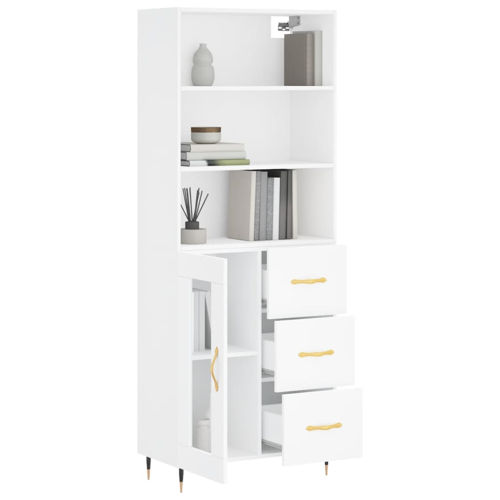 Aparador Alto Madera Contrachapada Blanco 69,5x34x180 Cm_2