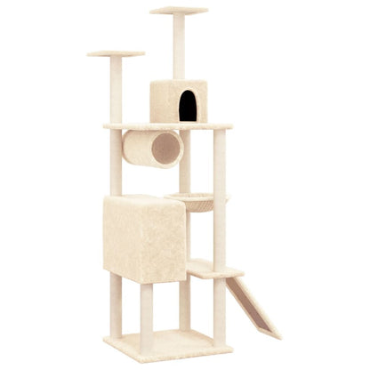 Vidaxl Rascador Para Gatos Con Postes De Sisal Color Crema 168 Cm_0