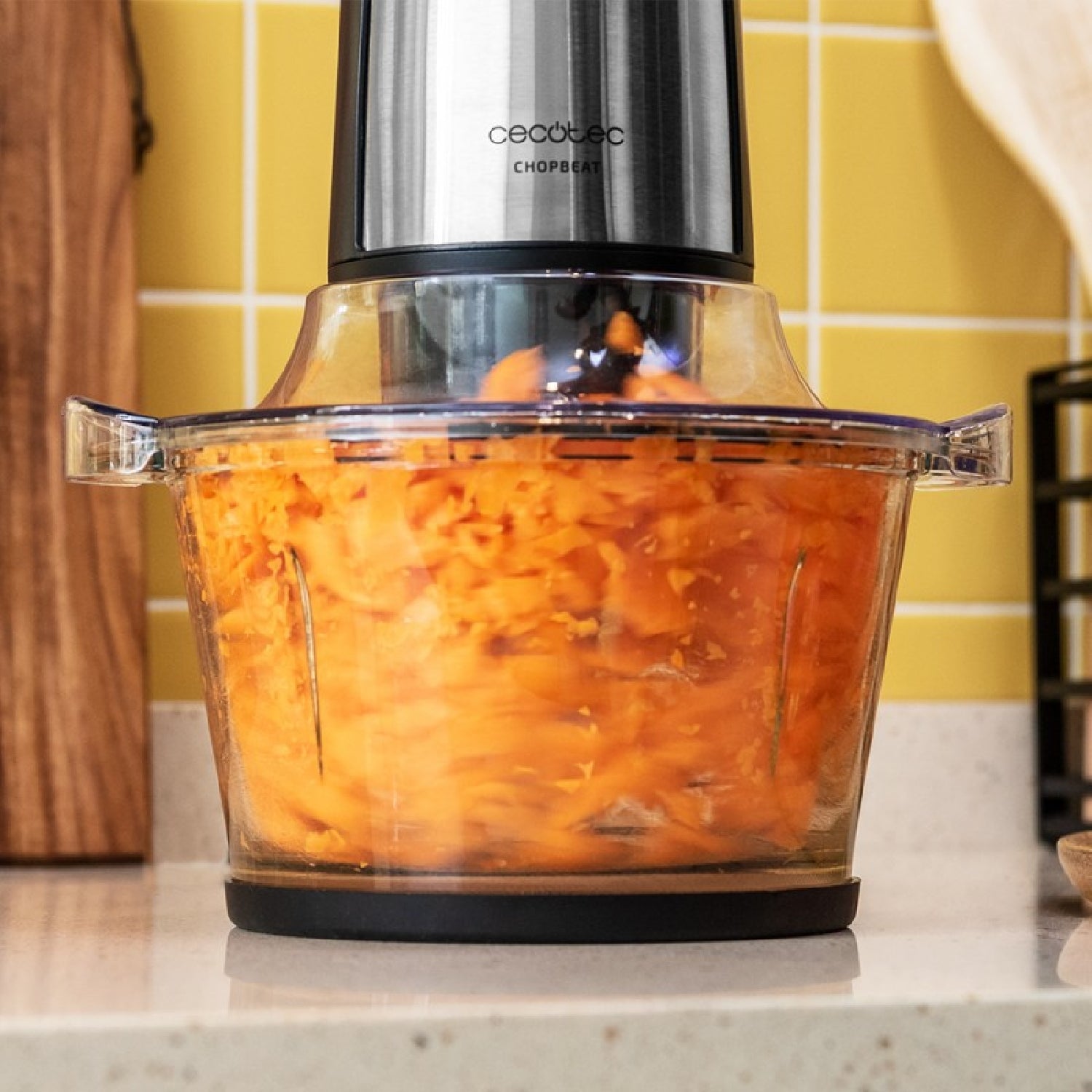 Cecotec Picadora De Carne Y Verduras Eléctrica Chopbeat 1500 Titanblack Glass. 600 W 4 Cuchillas De Titanio Negro Bol De_1
