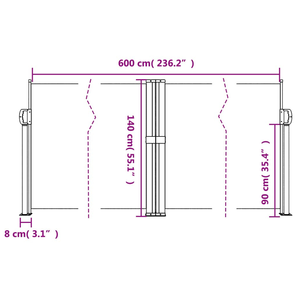 Vidaxl Toldo Lateral Retráctil Verde Oscuro 140x600 Cm_2