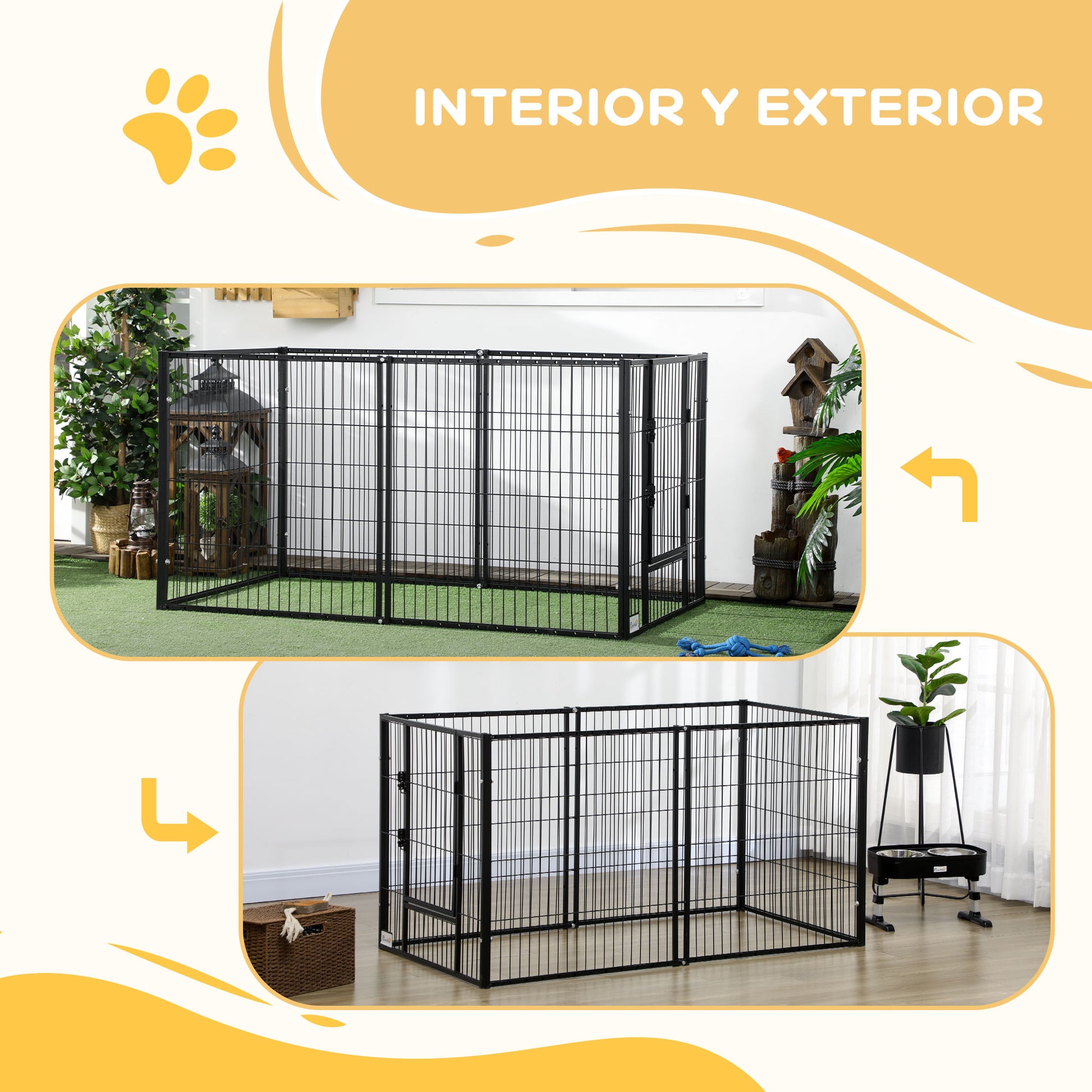 Pawhut Parque Para Perros De 6 Paneles Ajustable 82,5-150x79x81 Cm Negro_5
