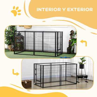 Pawhut Parque Para Perros De 6 Paneles Ajustable 82,5-150x79x81 Cm Negro_5