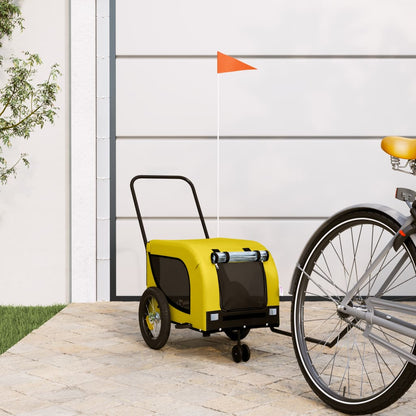 Vidaxl Remolque Bicicleta Mascotas Hierro Tela Oxford Amarillo Negro_1